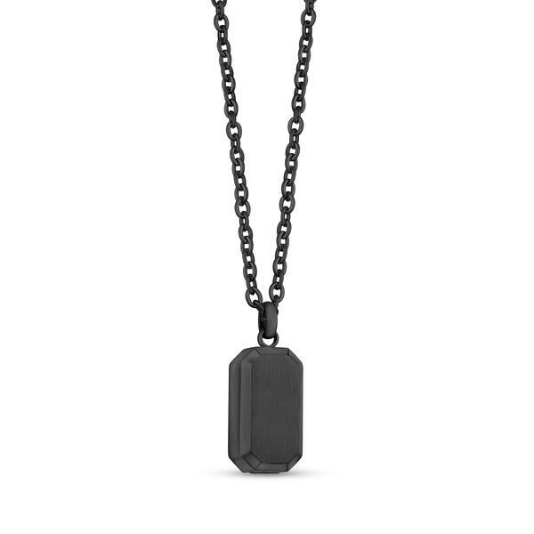 Pendentif funéraire rectangulaire, acier noir - AS-P126-24 - Arz Steel