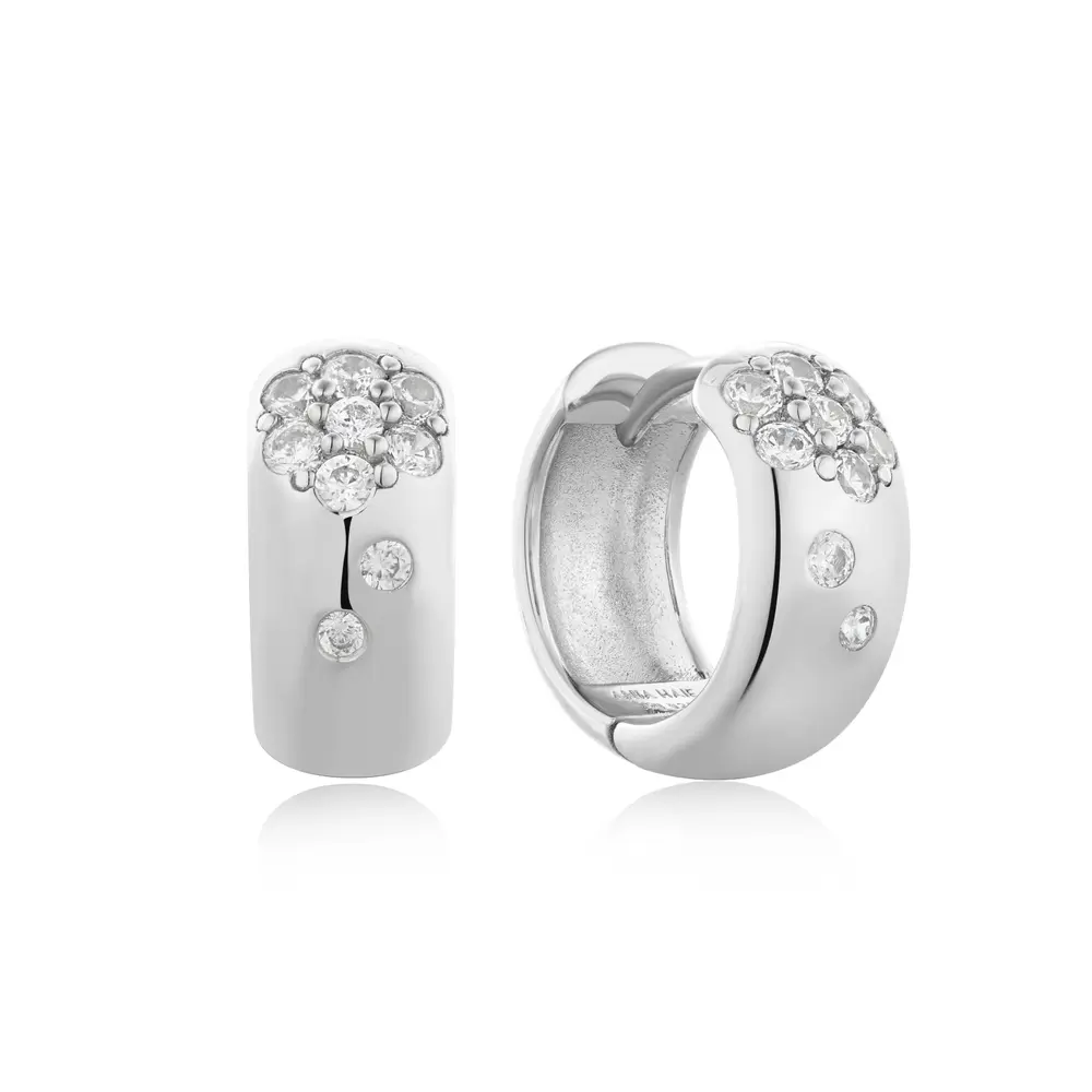 Huggies argent, zircons - E054-05H - Ania Haie