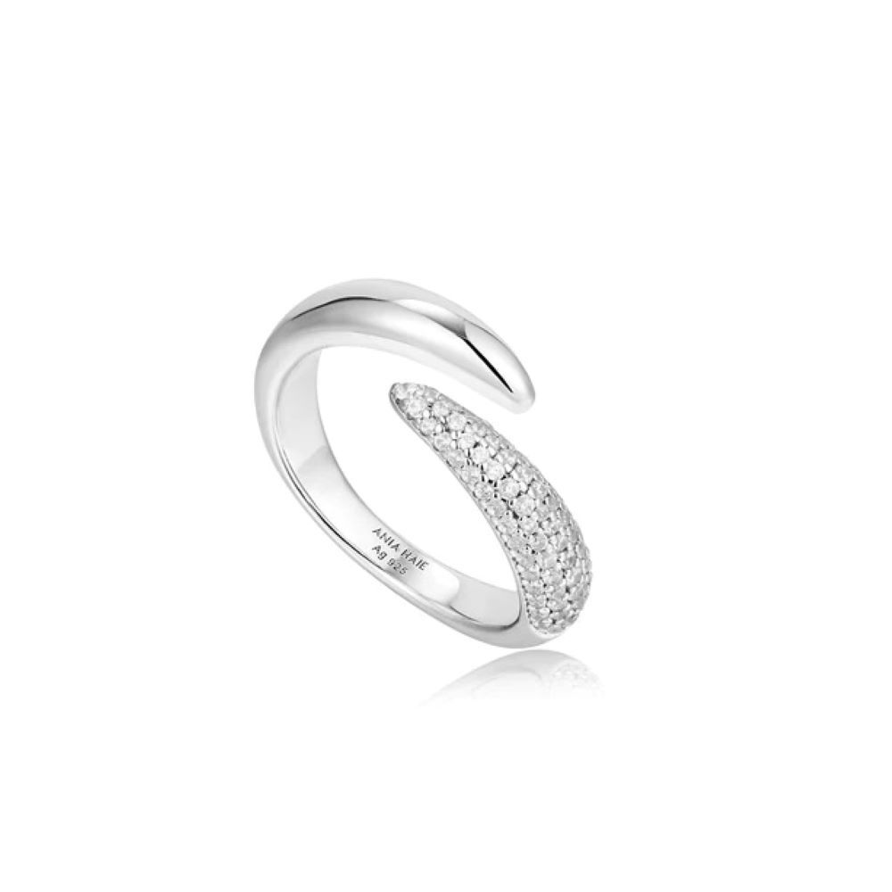 Bague ajustable argent, zircons