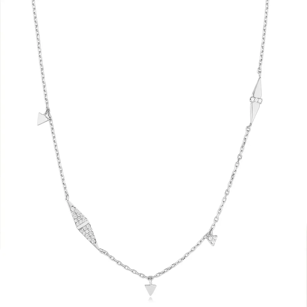 Silver necklace with zirconia