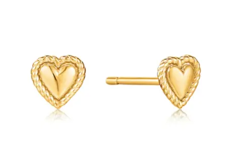 Stud heart-shaped earrings in silver - E036-02G - Ania Haie