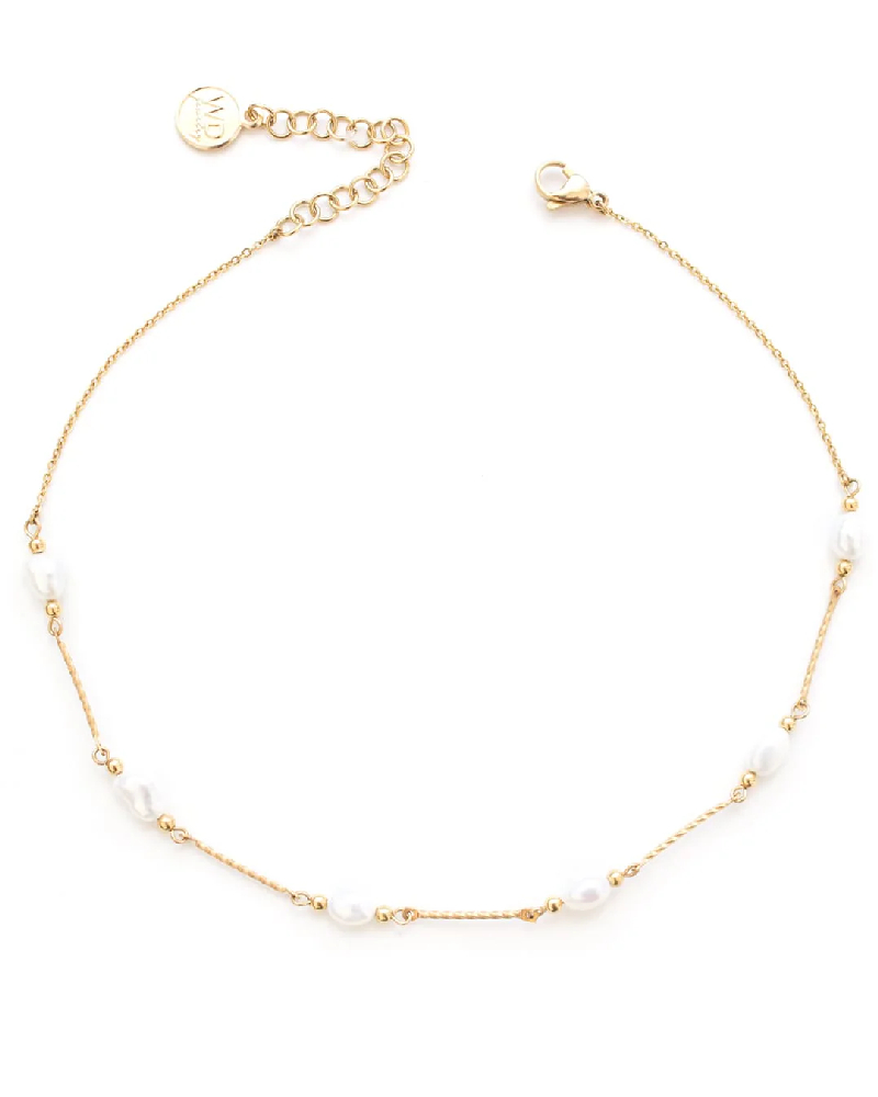 Collier acier, perles d'eau douce - COCO-GOLD - Welldunn