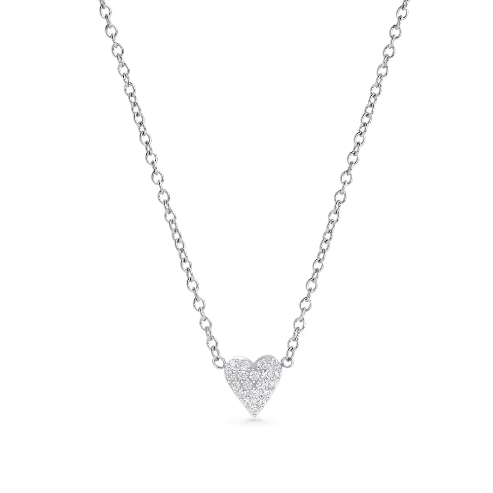 Collier coeur, acier, zircons - T124P001AR - Mia