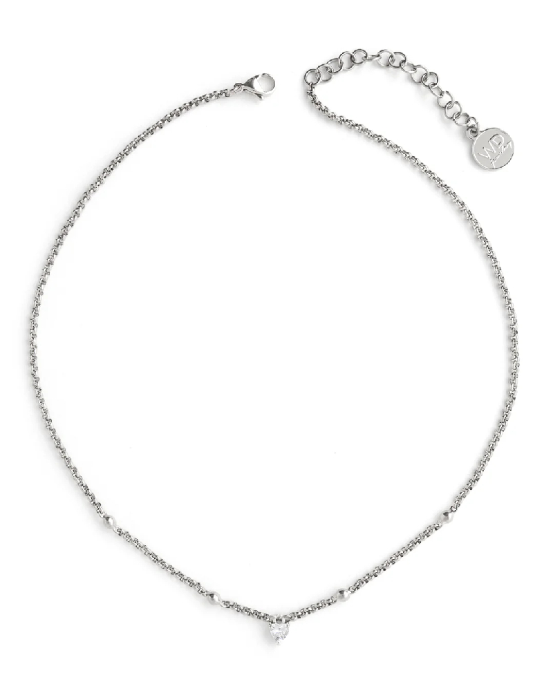 Collier coeur, acier, zircon - LUVO-SILVER - Welldunn