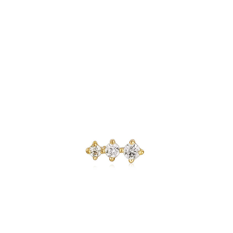 Single silver screw-on stud earring with zircons - E035-09G - Ania Haie