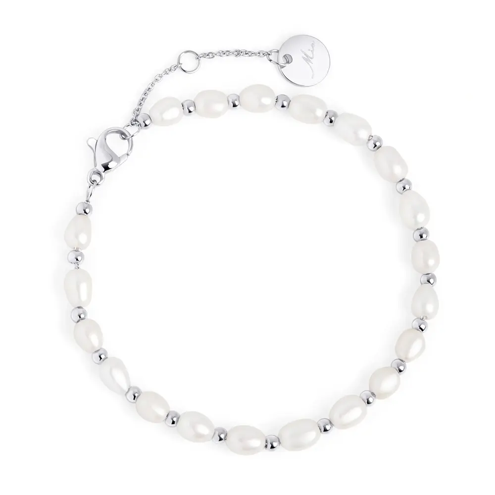 Bracelet acier, perles - T423B006AR - Mia