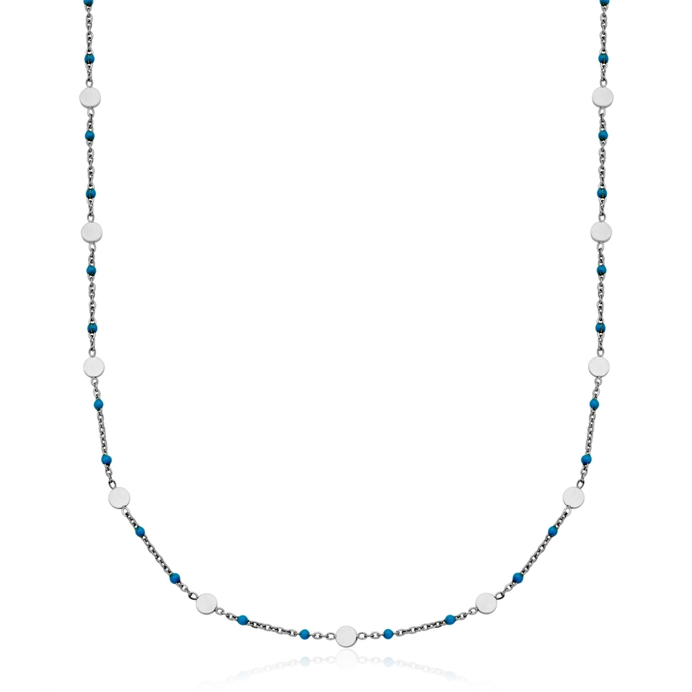 Chaîne acier, émail turquoise - T0XH190116 - Steelx