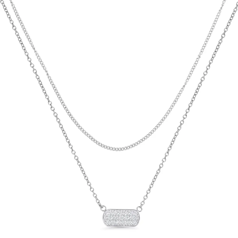 Collier acier, zircons - T423P003AR - Mia