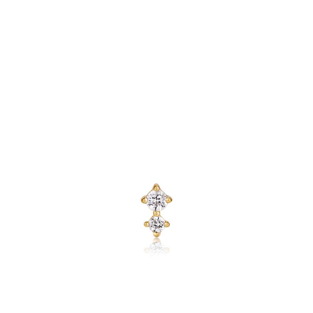 Boucle d'oreille fixe (seule) vissée en argent avec zircons - E035-07G - Ania Haie