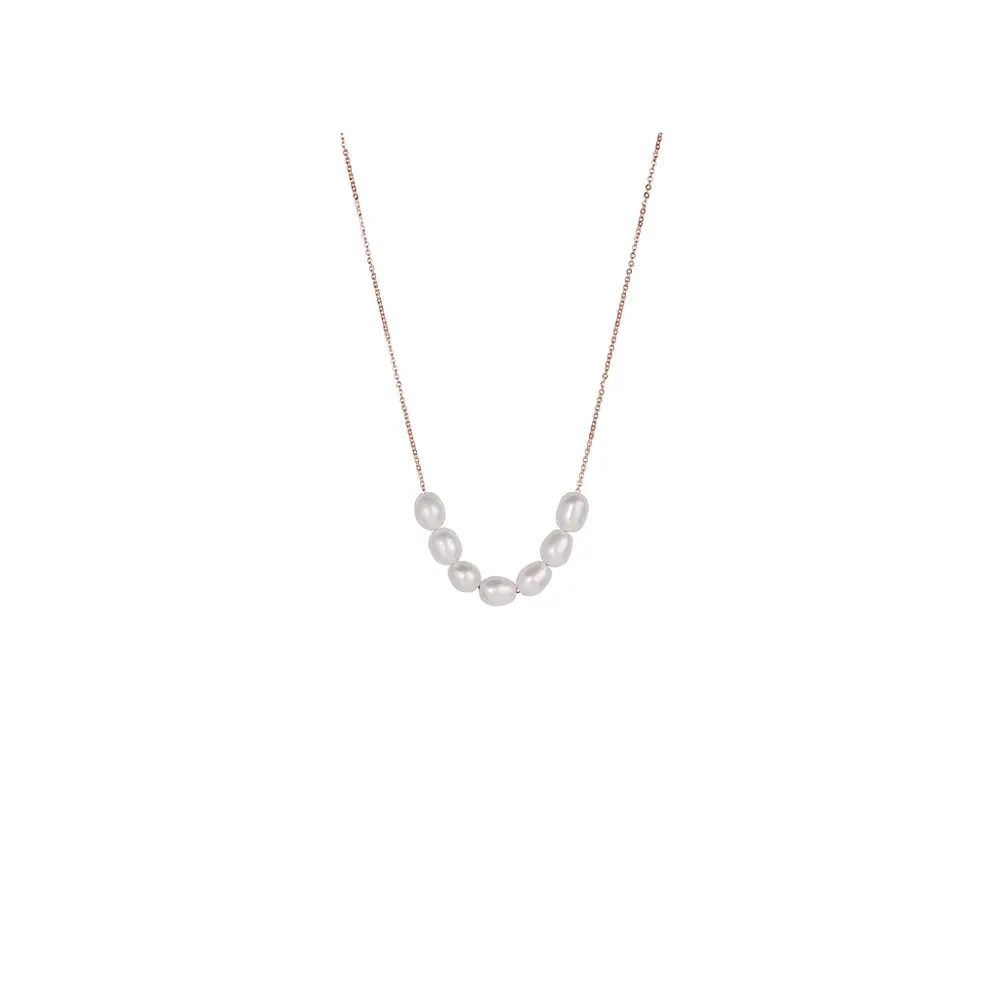 Collier adrien, acier, perles - T222P005DORO - Mia