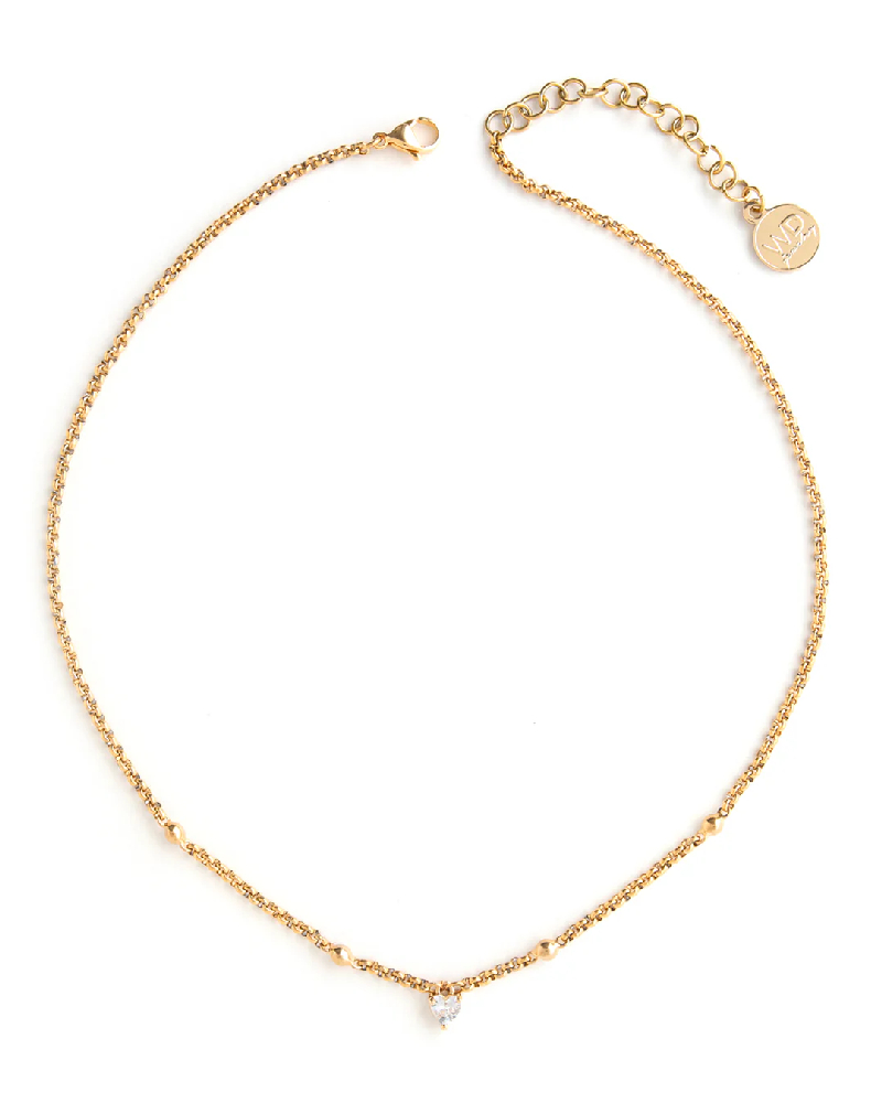 Collier coeur, acier, zircon - LUVO-GOLD - Welldunn