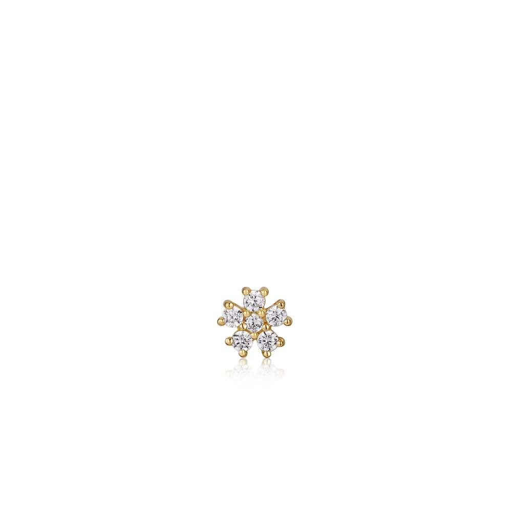 Single silver screw-on stud earring with zircons