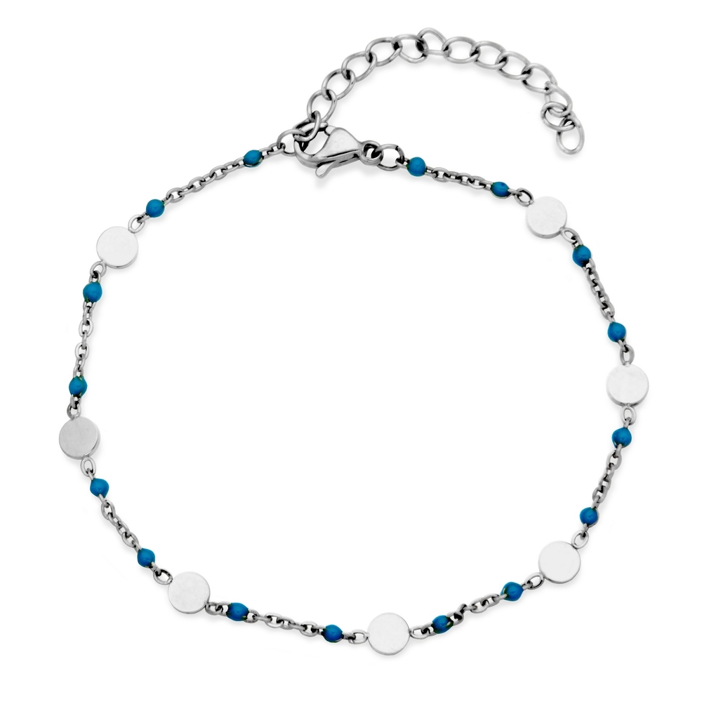 Bracelet acier, émail turquoise - T1XH190168 - Steelx