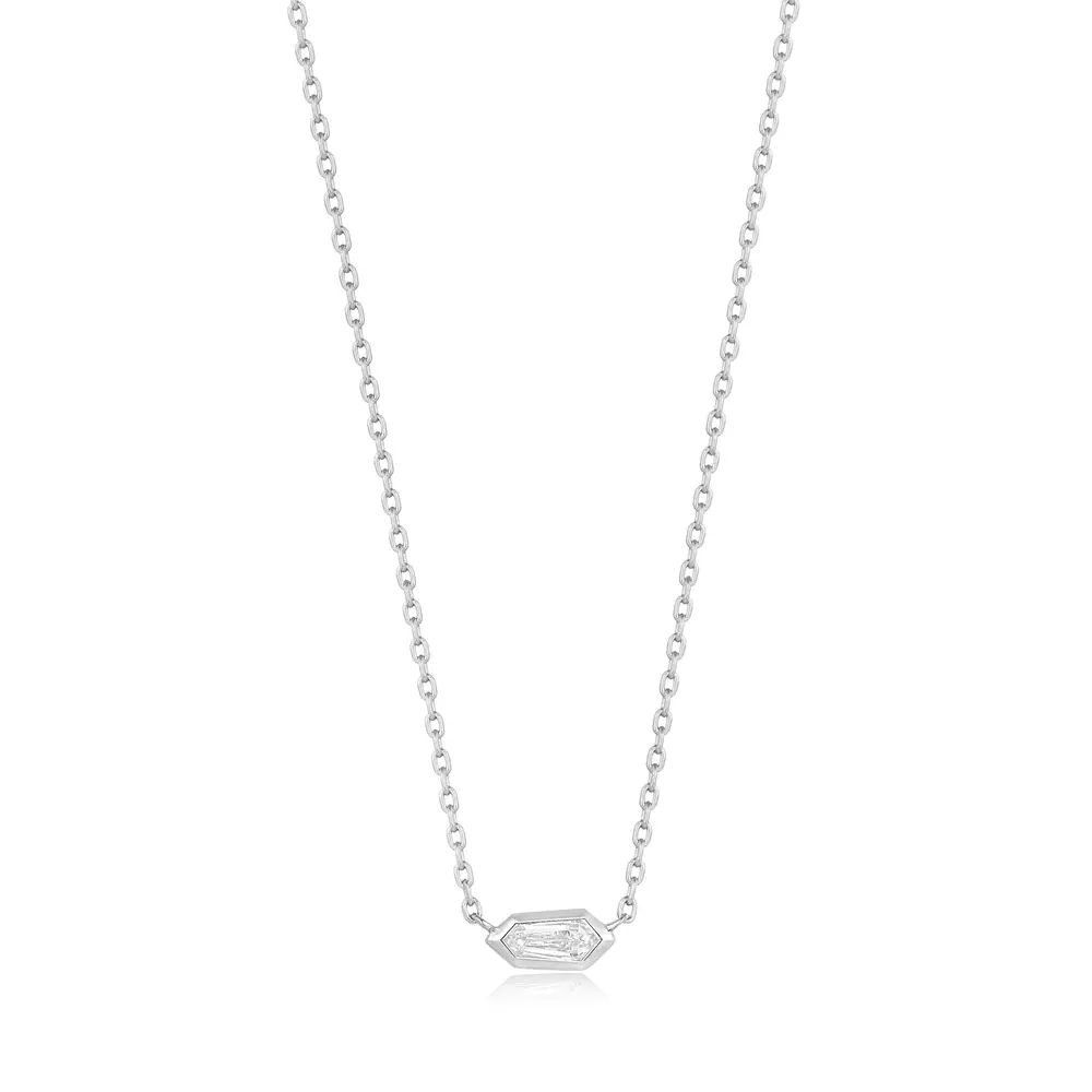 Collier argent rhodié, zircon - N041-01H-W - Ania Haie