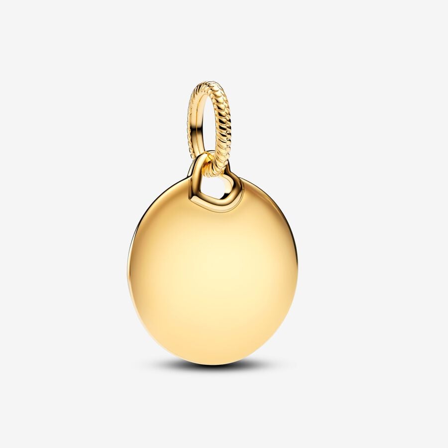 Round engraving pendant in unique metal plated with 14k gold