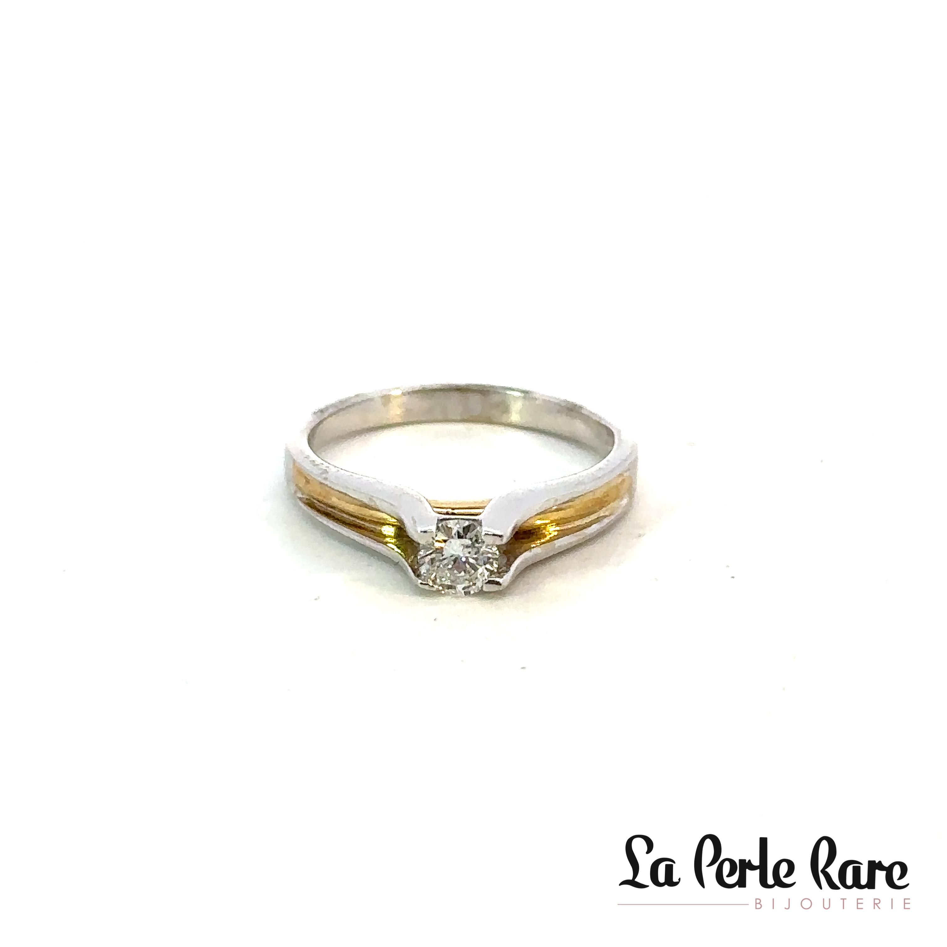 Ring, two-tone gold (white/yellow), diamond of 30 points - 1994 - Exclusivity