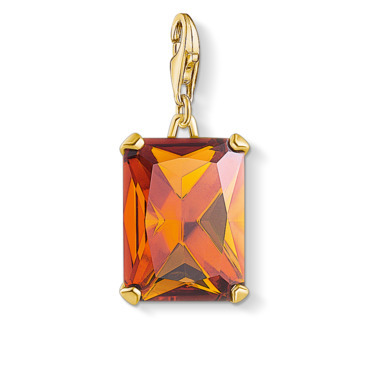 Glass-ceramic, large orange stone charm