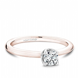 Solitaire or rose & blanc 50 pts c.z - B02701RWM050A - Crown Ring