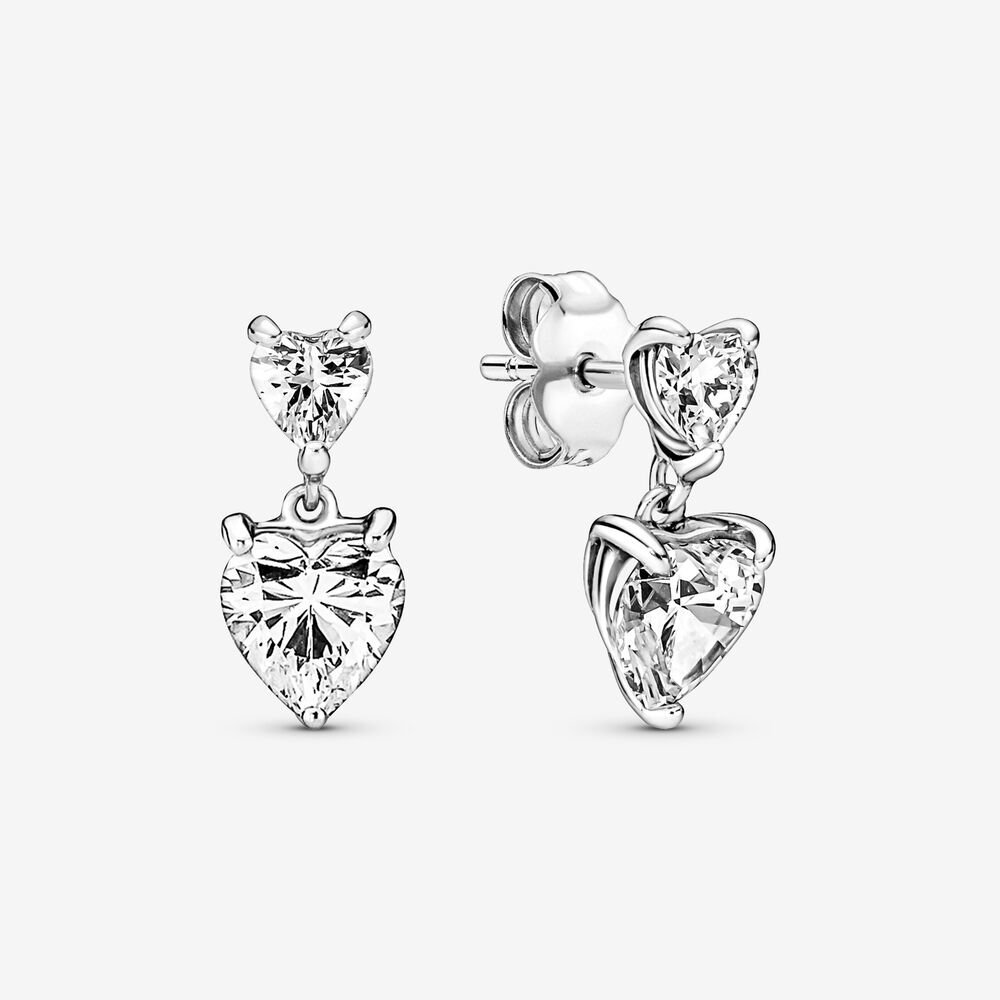 Bo pendantes deux coeurs scintillants, argent, zircons - 291199C01 - Pandora