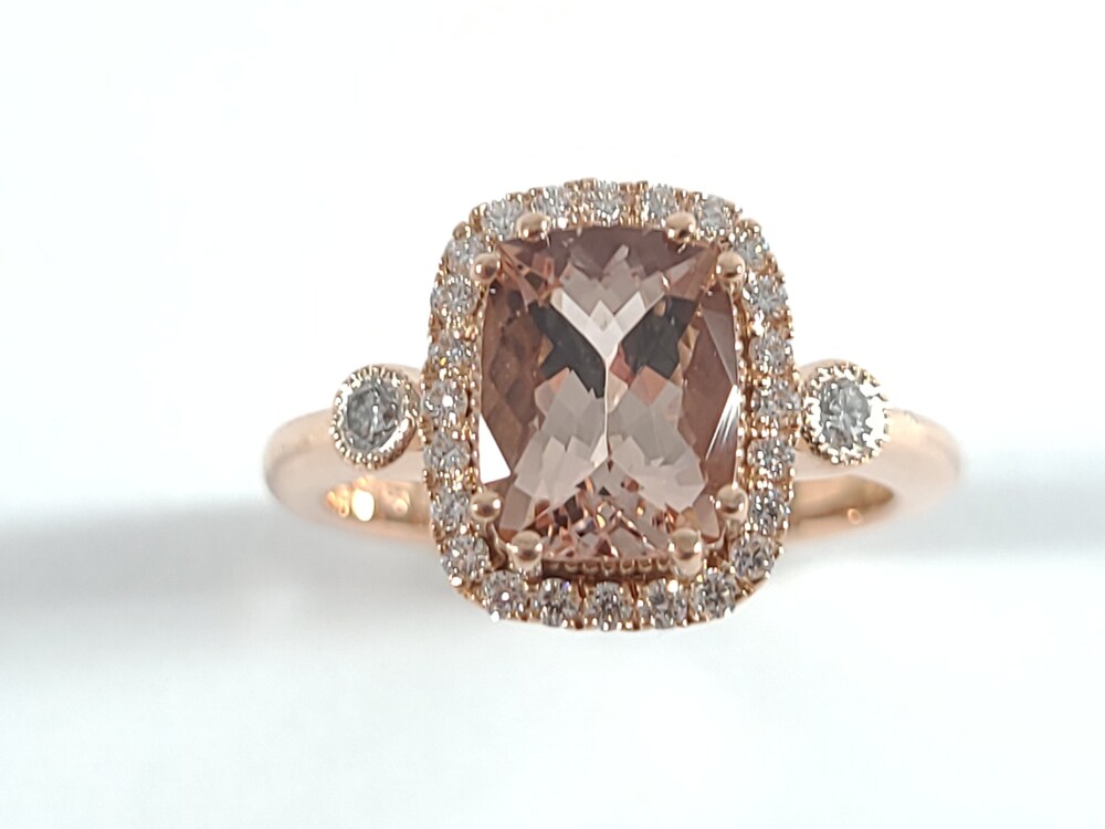 Bague or rose morganite, 33 pts dia tot - ANP3054 - Exclusivités