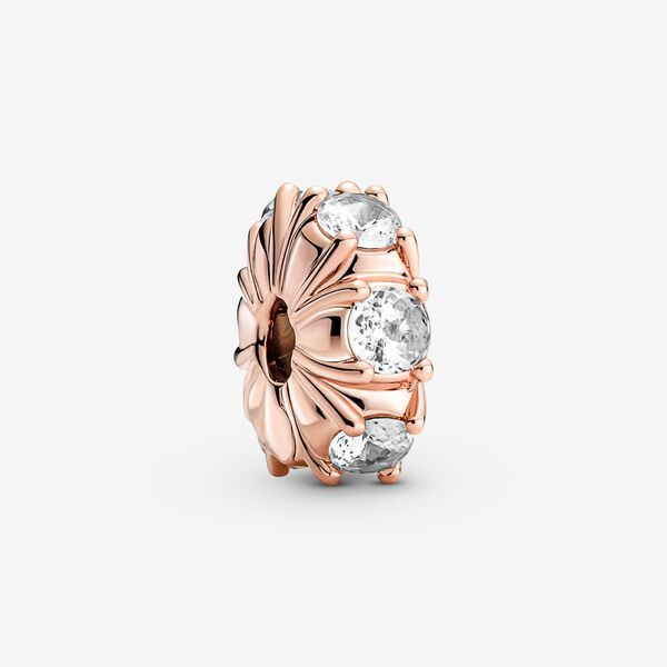 Clip scintillant à longues dents, pandora rose, zircons incolores - 780046C01 - Pandora