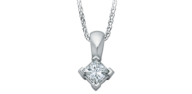  White gold pendant, 17 canadian diamond points, certificate - PP1229W-17CX - Corona