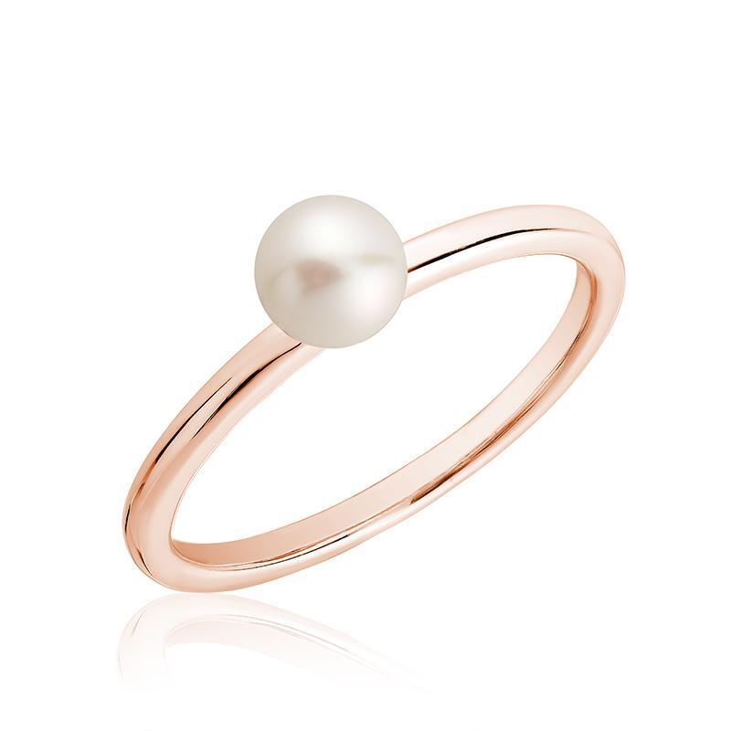 Bague or rose, perle de culture