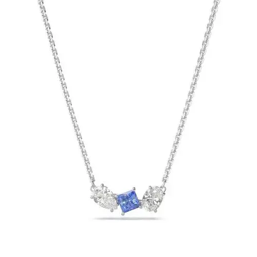  Rhodium-plated metal necklace, white/blue crystals - 5668276 - Swarovski