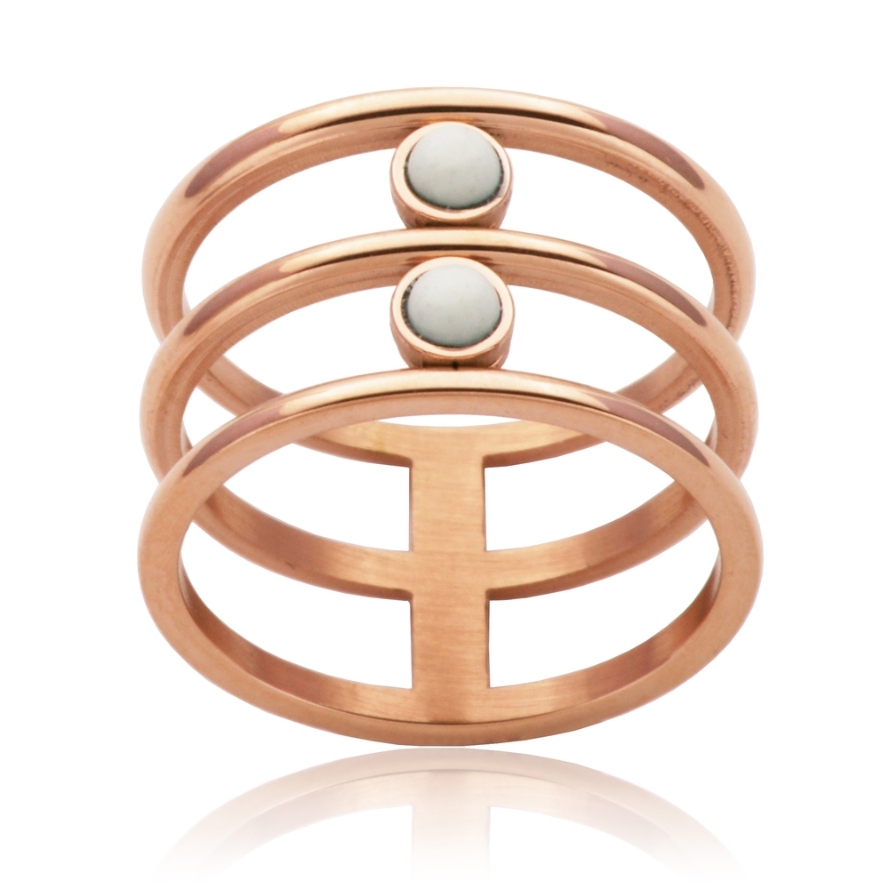 Women's rose gold-plated steel ring, si: 6 - T4X9320360 - Steelx