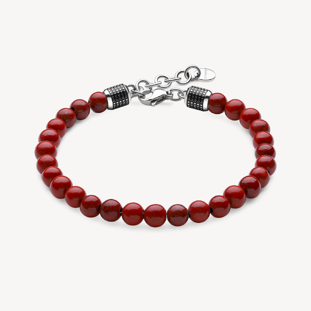 Bracelet acier inoxydable 2 tons (blanc/noir), jaspe rouge - BUL43 - Brosway Italia