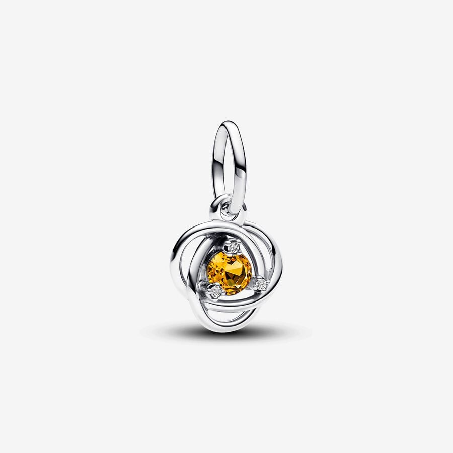 Eternal circle charm, silver, yellow crystal, cubic zirconia - 793125C11 - Pandora