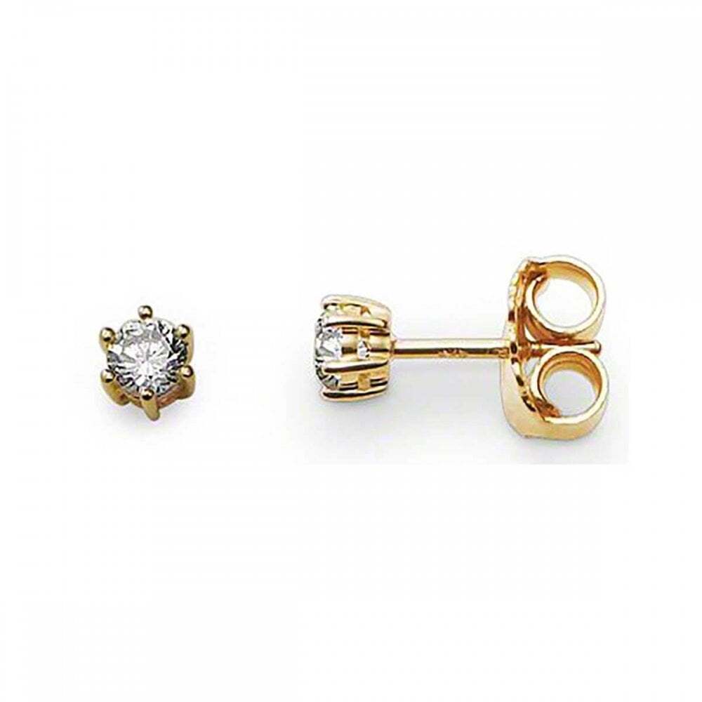 Gold-plated fixed earrings with cz