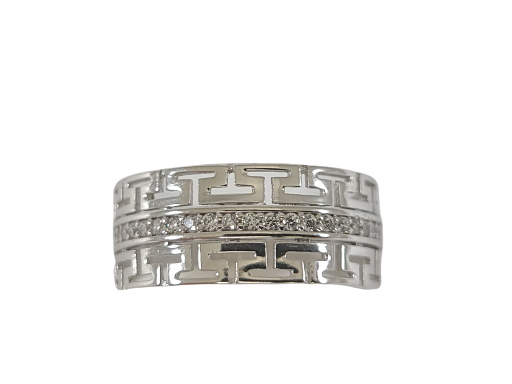 Bague de style Versace, or blanc 10 carats, zircons incolores - RDC01-2281B - Exclusivités