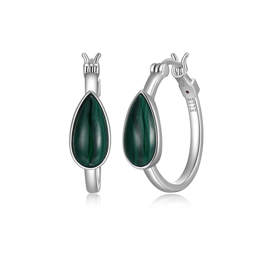 Anneaux argent rhodié, malachite - R2LCR0300J - Elle