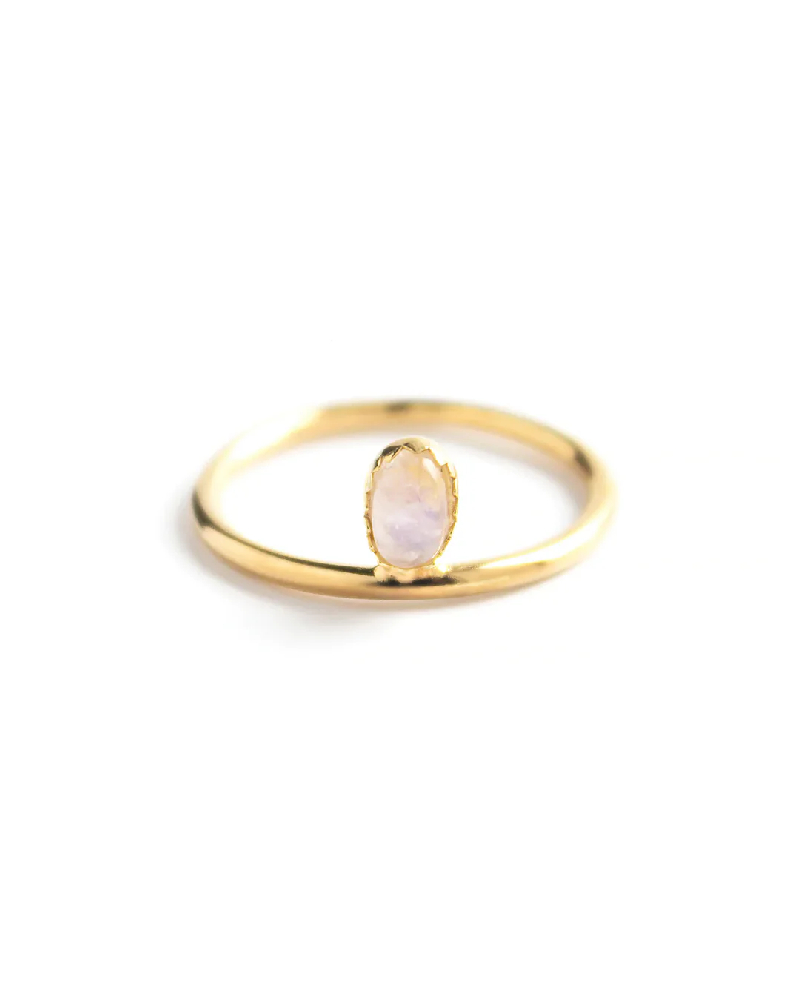 Bague argent doré, pierre de lune - MOUNIA-G-6 - Welldunn