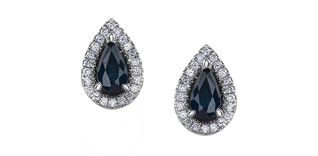 Whute gold, sapphire fixed earrings with 11 dia pts tot - DD7645 - Corona