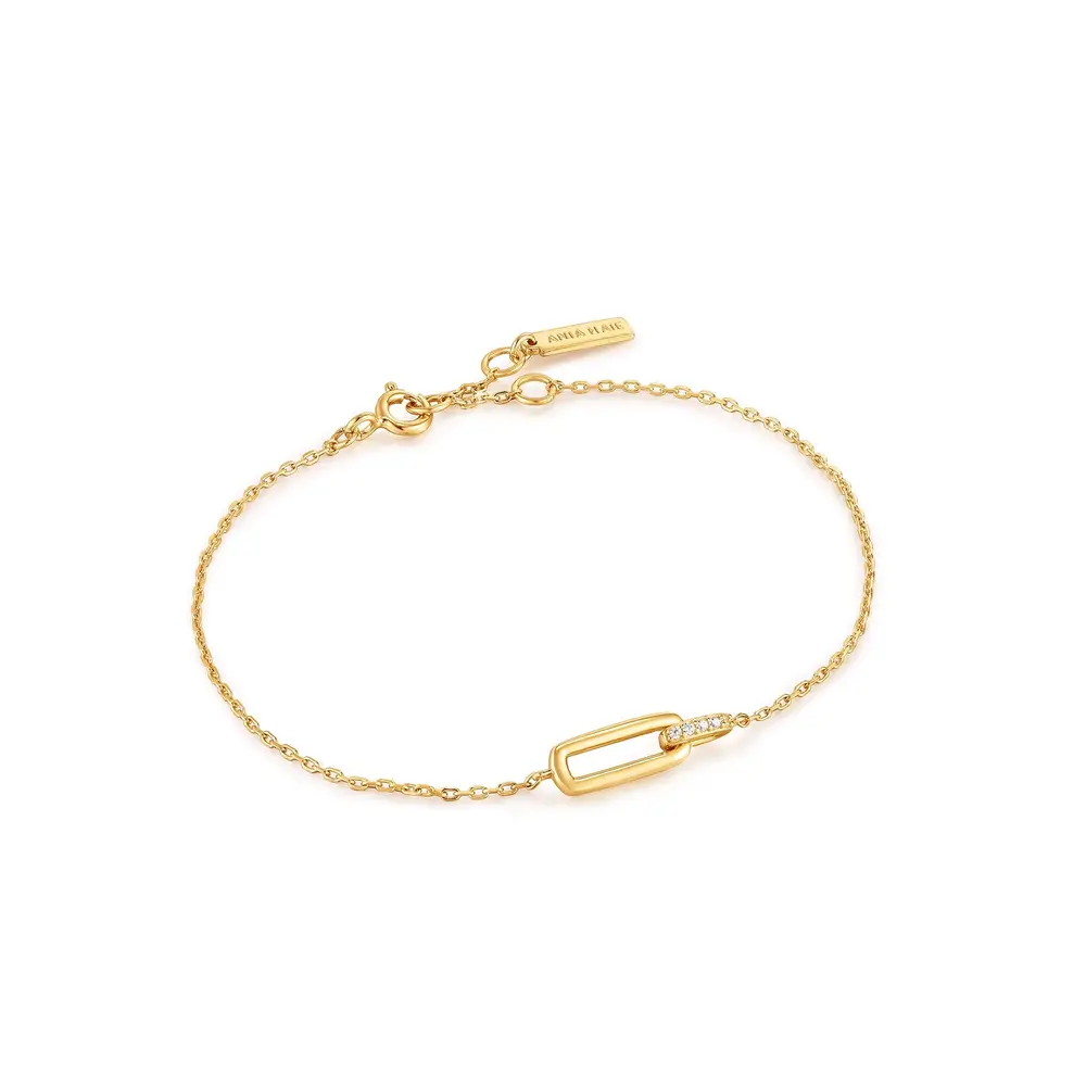 Gold-plated silver bracelet with cubic zirconium