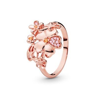 Bague pré de fleurs sauvages, cz multicolores