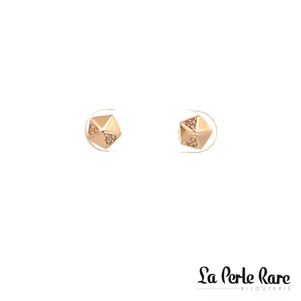 Boucles d'oreilles fixes or rose 10 carats, zircons incolores - EDC01-6310-R - Exclusivités