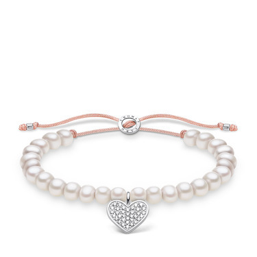 Cz, silver, pearl, rose nylon brac - A198619914L20V - Thomas Sabo