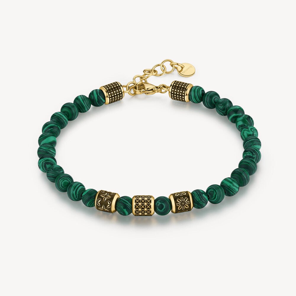 Bracelet acier 2 tons (jaune/noir), malachites - BUL30 - Brosway Italia