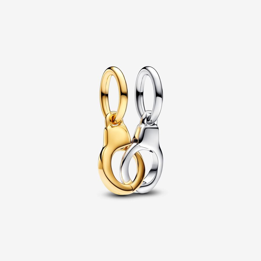 Openable and detachable handcuff charm in silver and unique metal plated with 14k gold - 763435C00 - Pandora