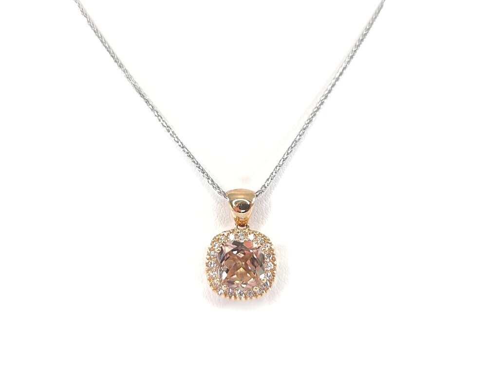 Pendentif or rose morganite+20 pts dia - CP3174G - Exclusivités