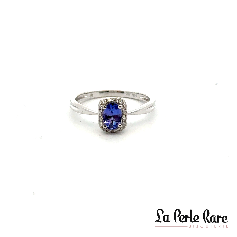 14K White Gold Ring, Tanzanite, 8 Diamond Points Total - 7535TZR4WYA11 - Exclusivity