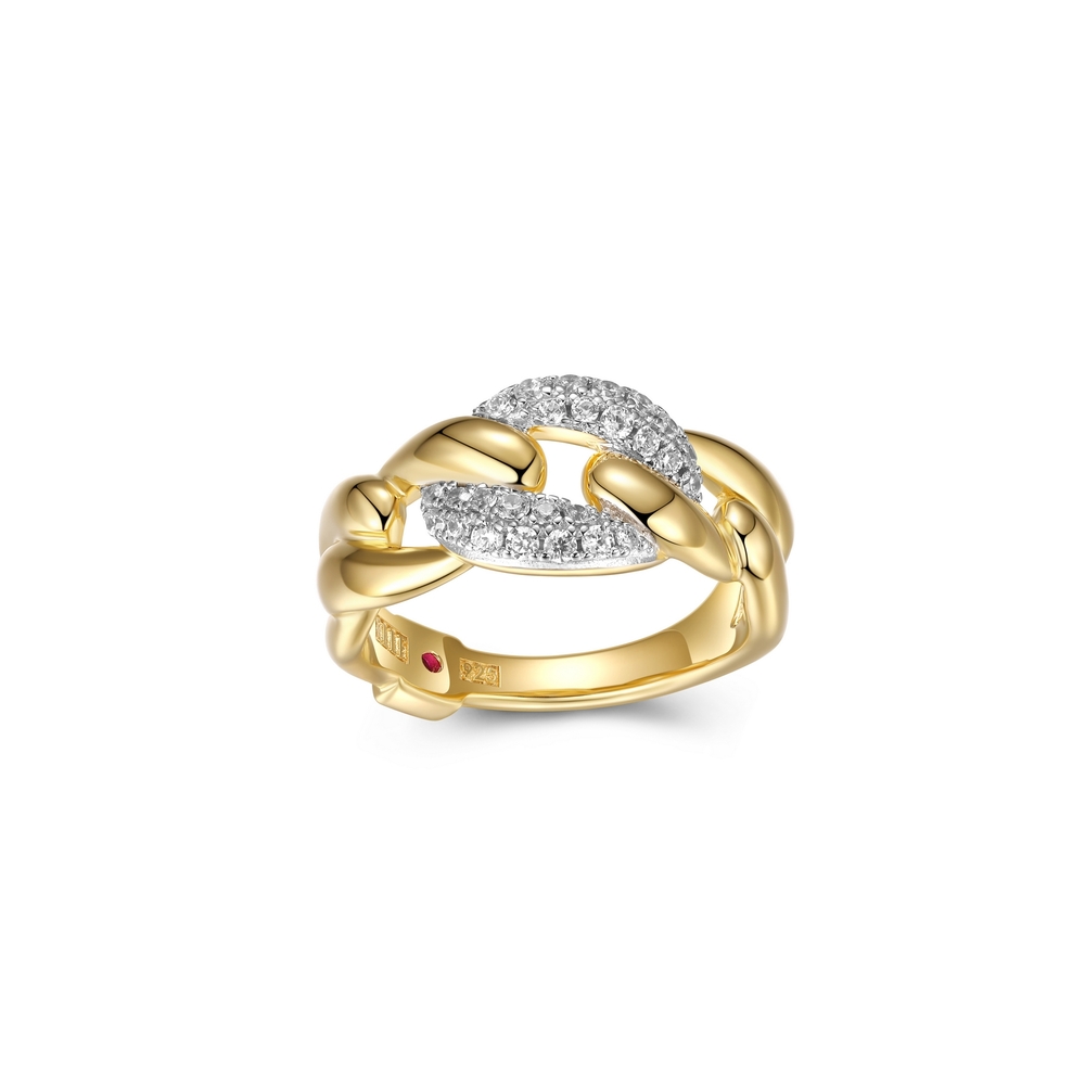 Bague argent 2 tons (jaune/blanc), zircons - 34LAFM97A8 - Elle