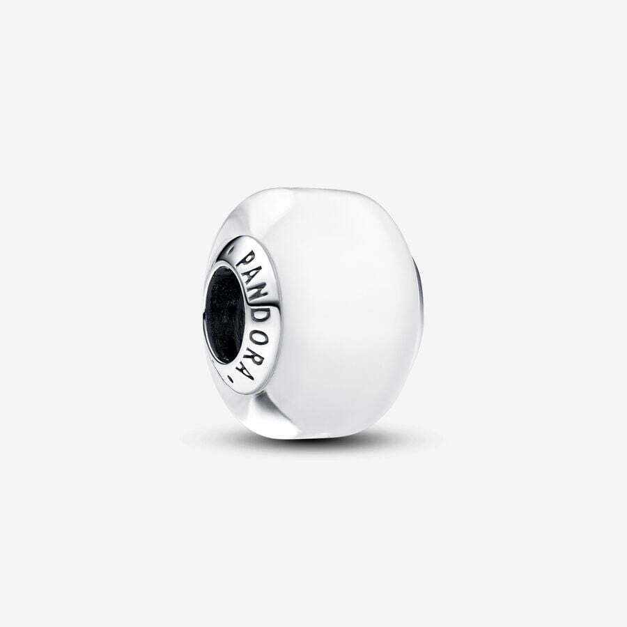 Silver bead, white Murano glass - 793118C00 - Pandora