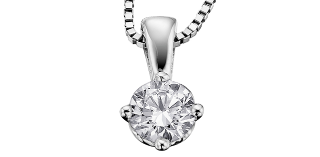 Pendentif or blanc, diamant canadien 33 points, certificat - PP2067W-33CX - Corona