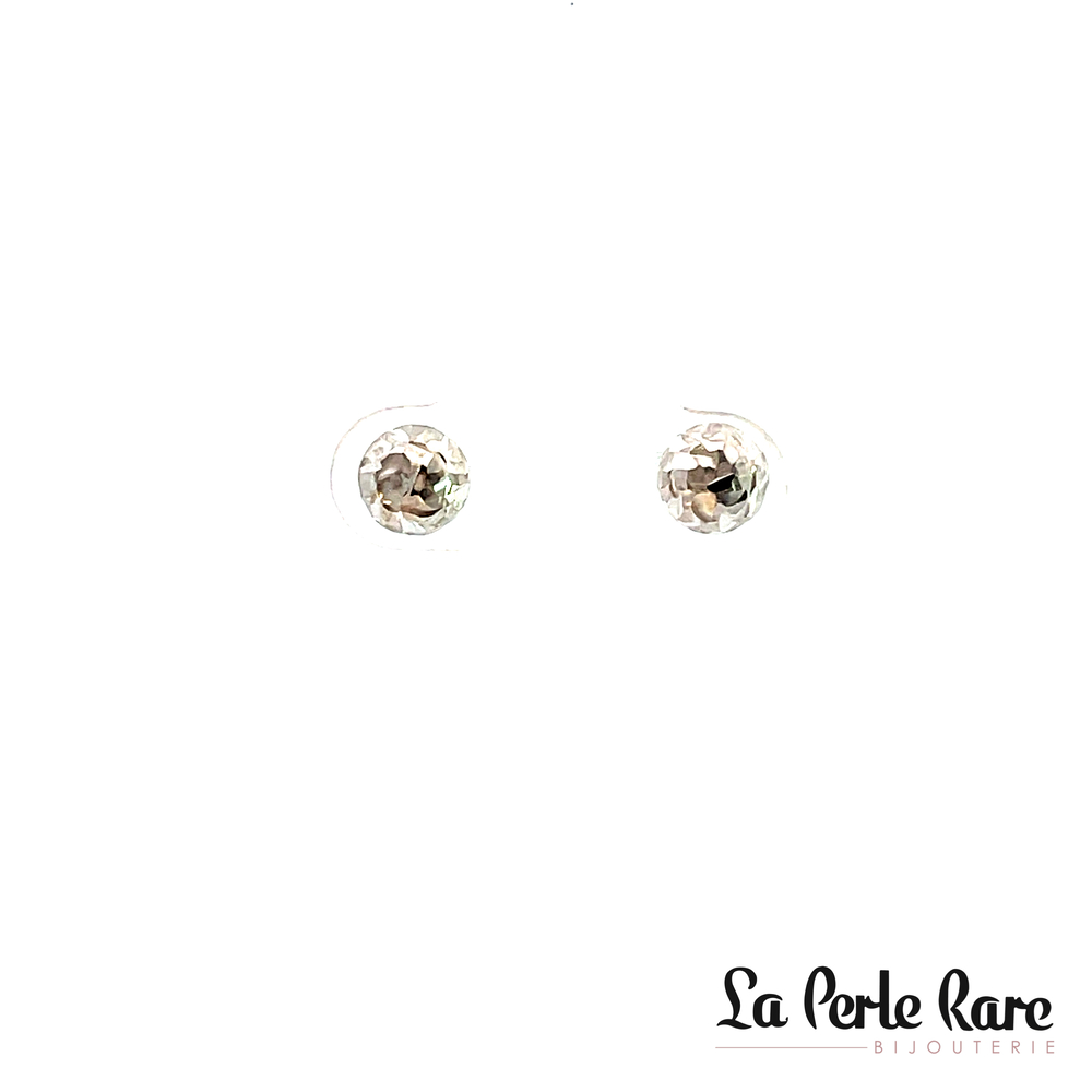 Boucles d'oreilles fixes texturées, or blanc 10 carats - ECH-2397-B - Exclusivités