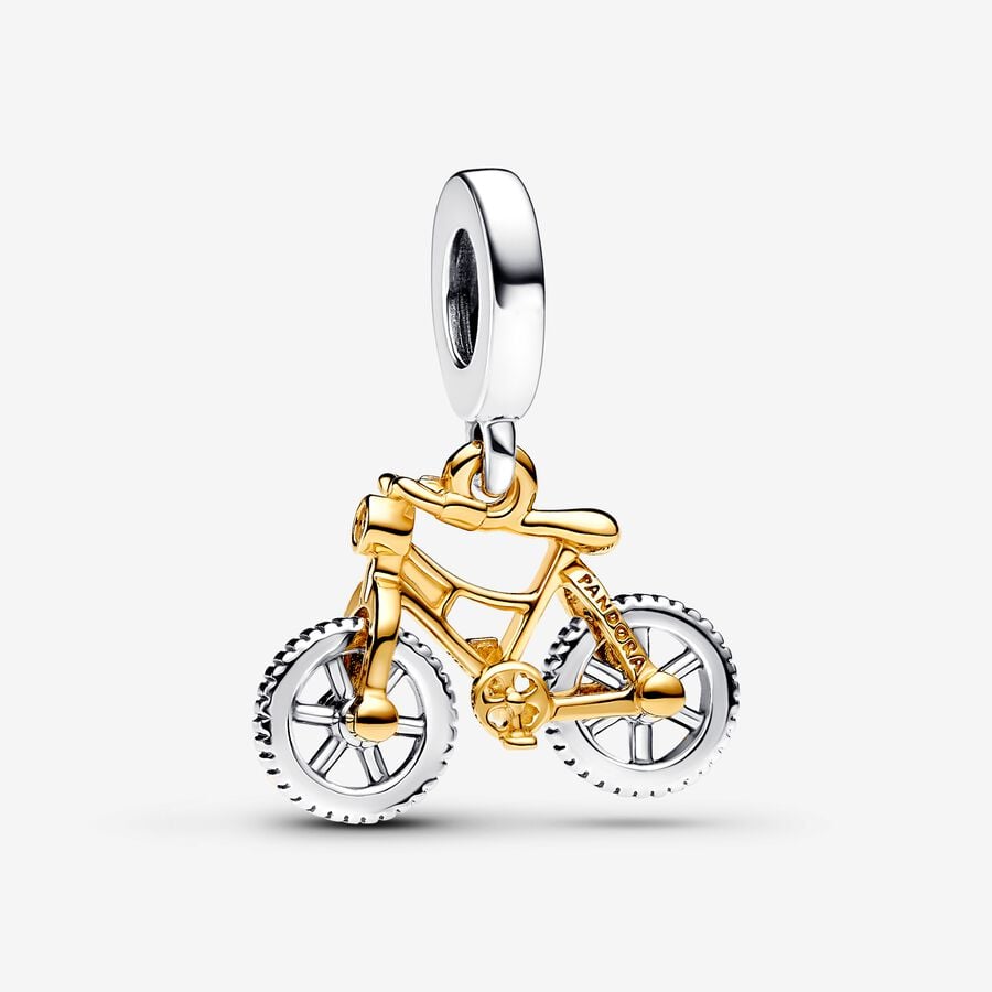 Charm bicycle, unique metal blend plated with 14-karat gold, silver, cubic zirconia - 763354C01 - Pandora