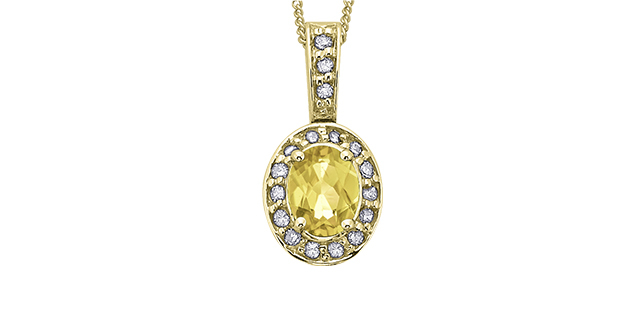 Pendentif or jaune avec saphir jaune et 13 points diamants - DX906YYSA - Corona